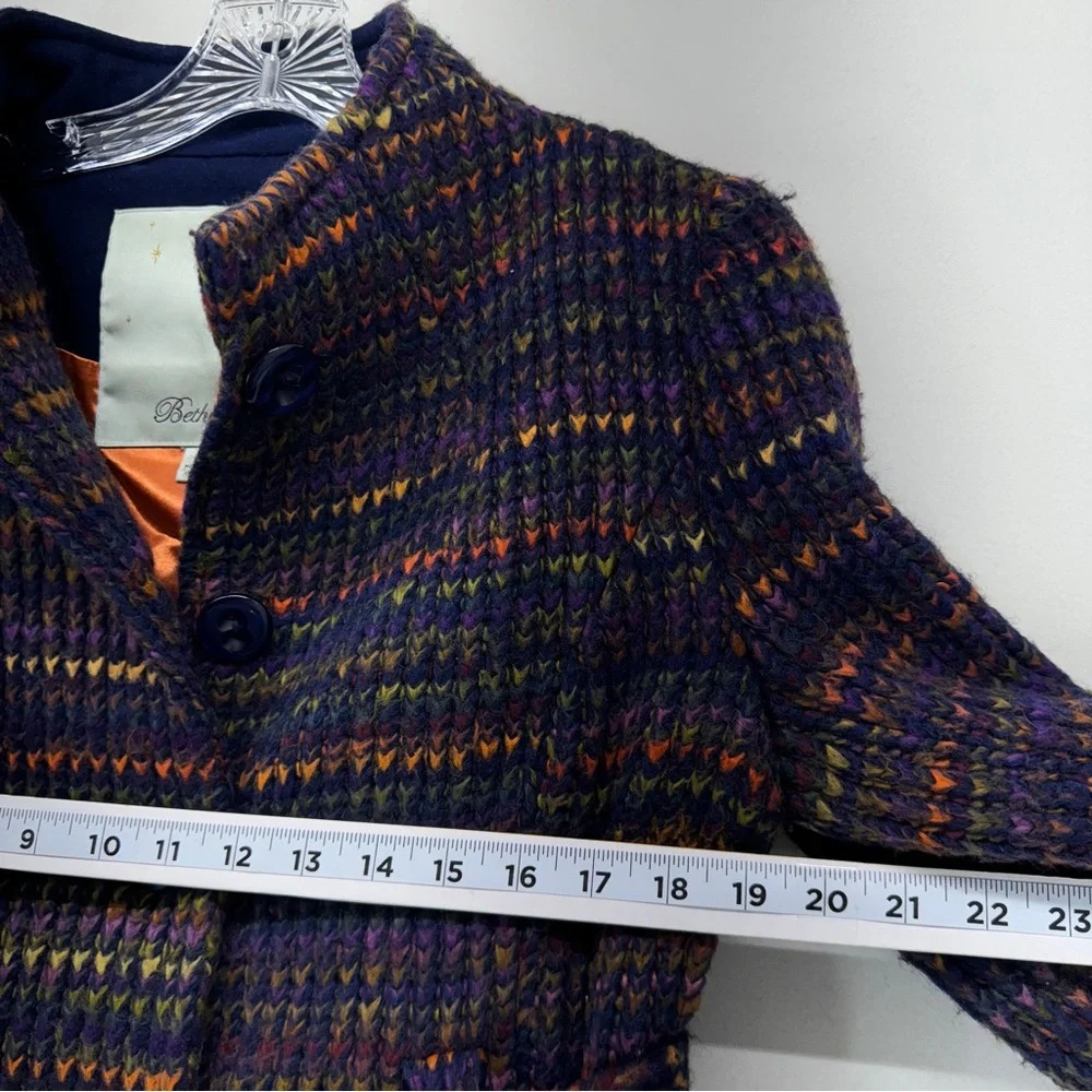 Beth Bowley Anthropologie Womens Knitted Coat Sz 10 Wool Purple Hippie Casual - Picture 7 of 14